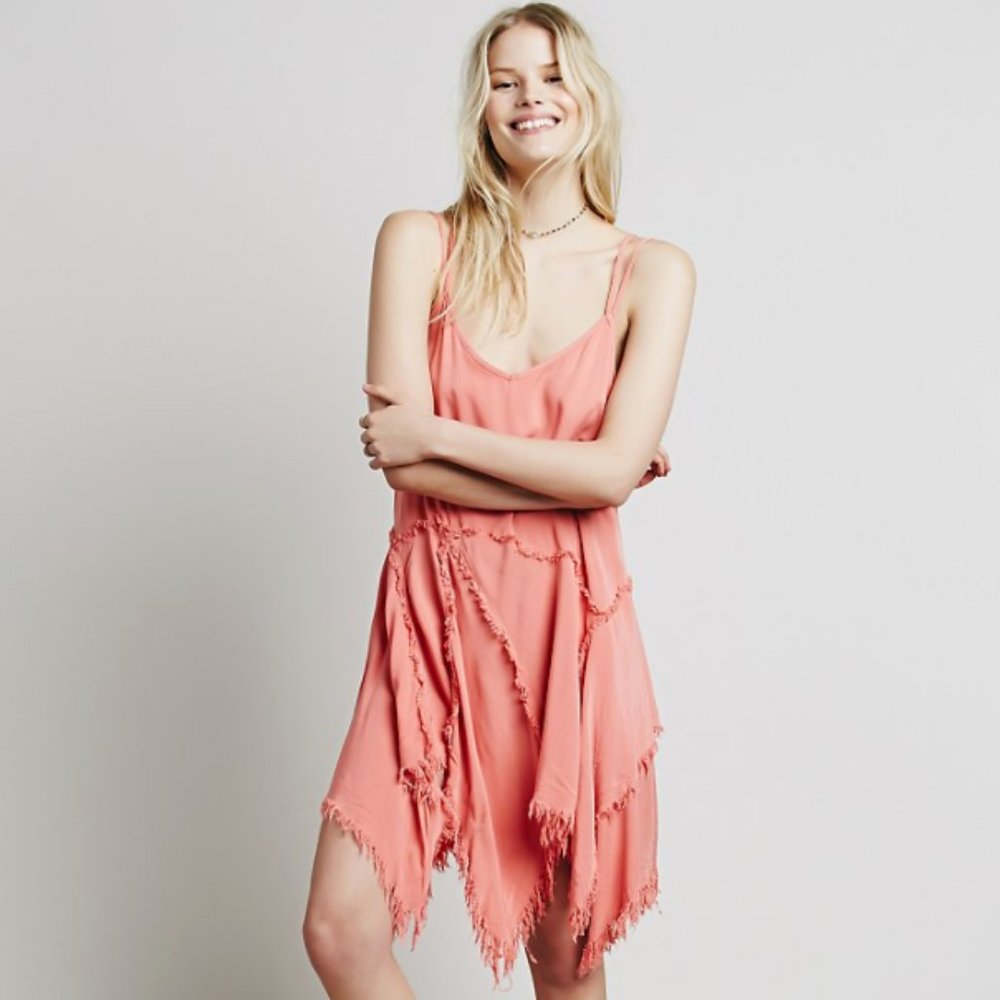 Free People Intimately Tattered Up Shredded Hem Pink Peach